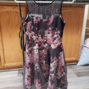 Floral Mesh Glitter Dress